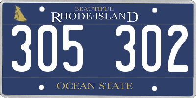 RI license plate 305302
