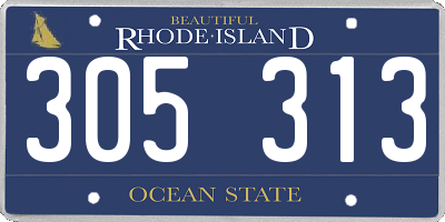 RI license plate 305313