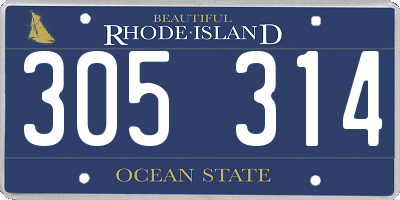 RI license plate 305314