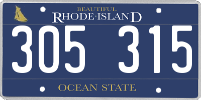 RI license plate 305315