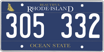 RI license plate 305332