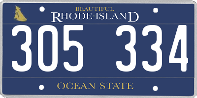RI license plate 305334