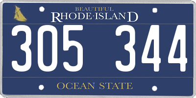 RI license plate 305344