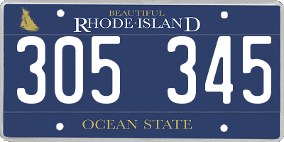 RI license plate 305345