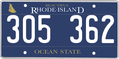 RI license plate 305362