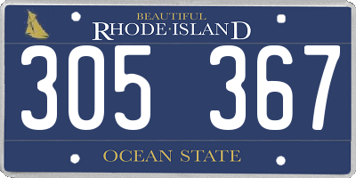 RI license plate 305367