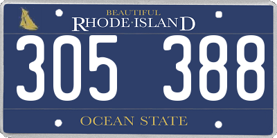 RI license plate 305388