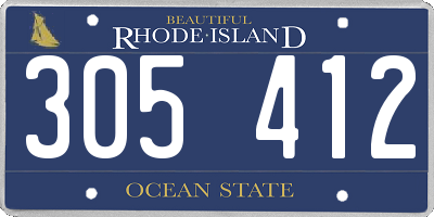 RI license plate 305412
