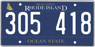 RI license plate 305418