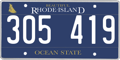 RI license plate 305419