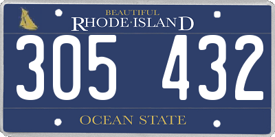 RI license plate 305432