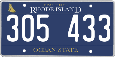 RI license plate 305433
