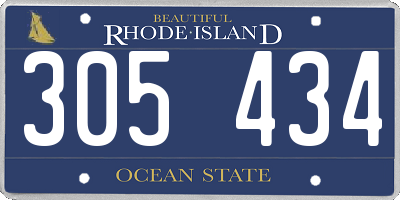 RI license plate 305434