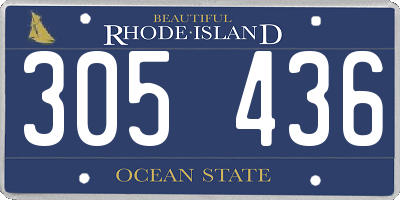 RI license plate 305436