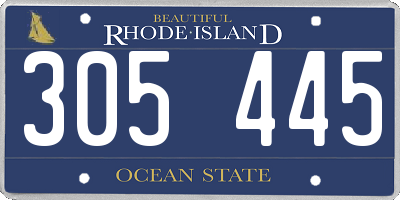 RI license plate 305445