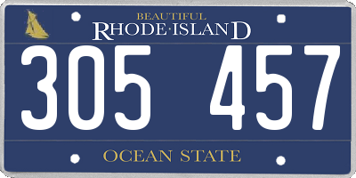 RI license plate 305457