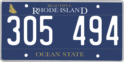 RI license plate 305494