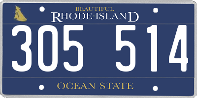 RI license plate 305514