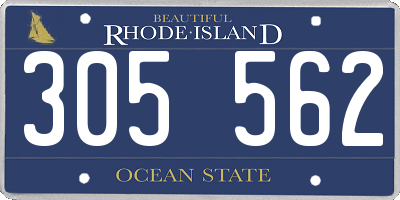 RI license plate 305562