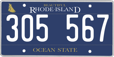 RI license plate 305567