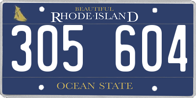 RI license plate 305604