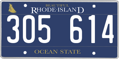 RI license plate 305614