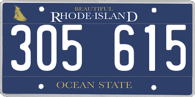 RI license plate 305615