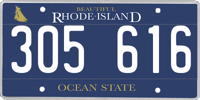 RI license plate 305616