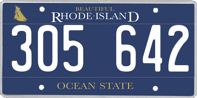 RI license plate 305642