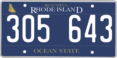 RI license plate 305643