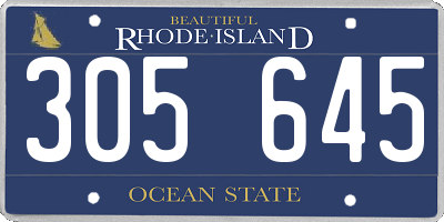 RI license plate 305645