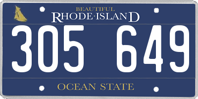 RI license plate 305649
