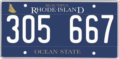 RI license plate 305667