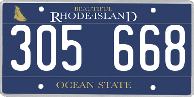 RI license plate 305668
