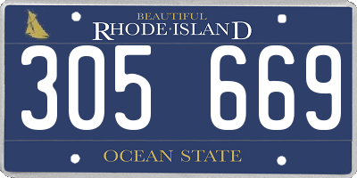 RI license plate 305669