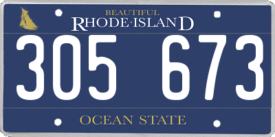 RI license plate 305673