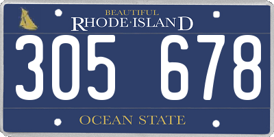 RI license plate 305678