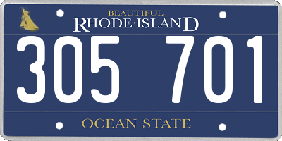RI license plate 305701