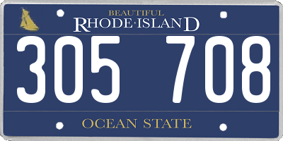 RI license plate 305708