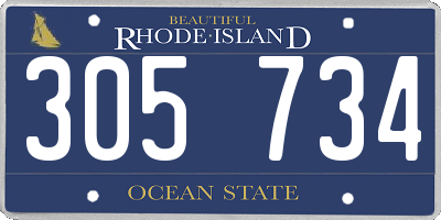 RI license plate 305734
