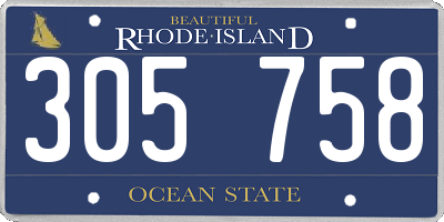 RI license plate 305758