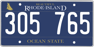 RI license plate 305765