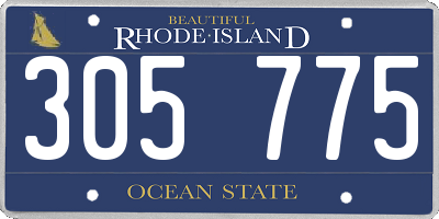 RI license plate 305775