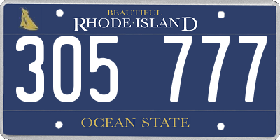 RI license plate 305777