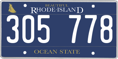 RI license plate 305778