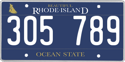 RI license plate 305789