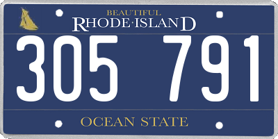 RI license plate 305791