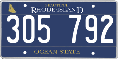 RI license plate 305792