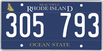 RI license plate 305793
