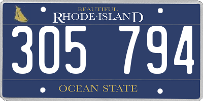 RI license plate 305794